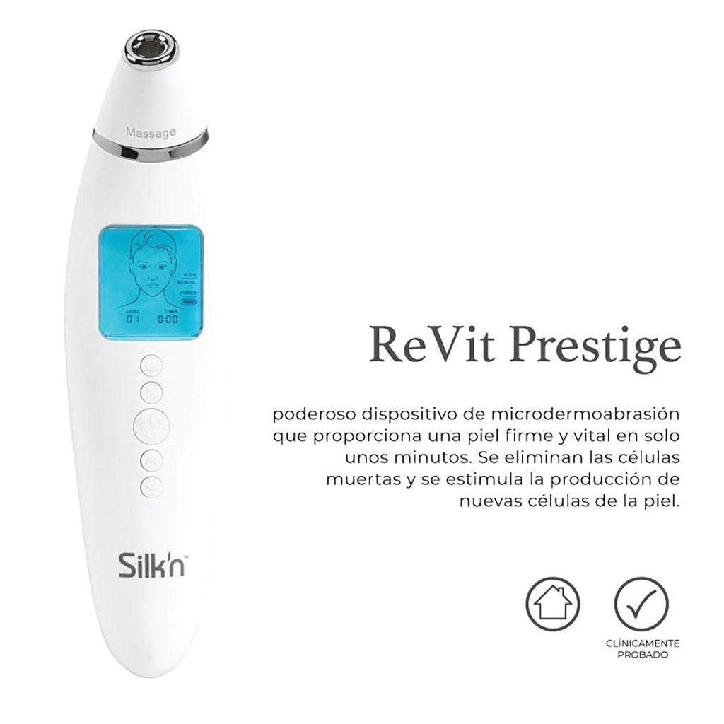 Revit prestige-Silk’n- exfoliante facial y corporal - Disimula las imperfecciones- Dispositivo Microdermoabrasión