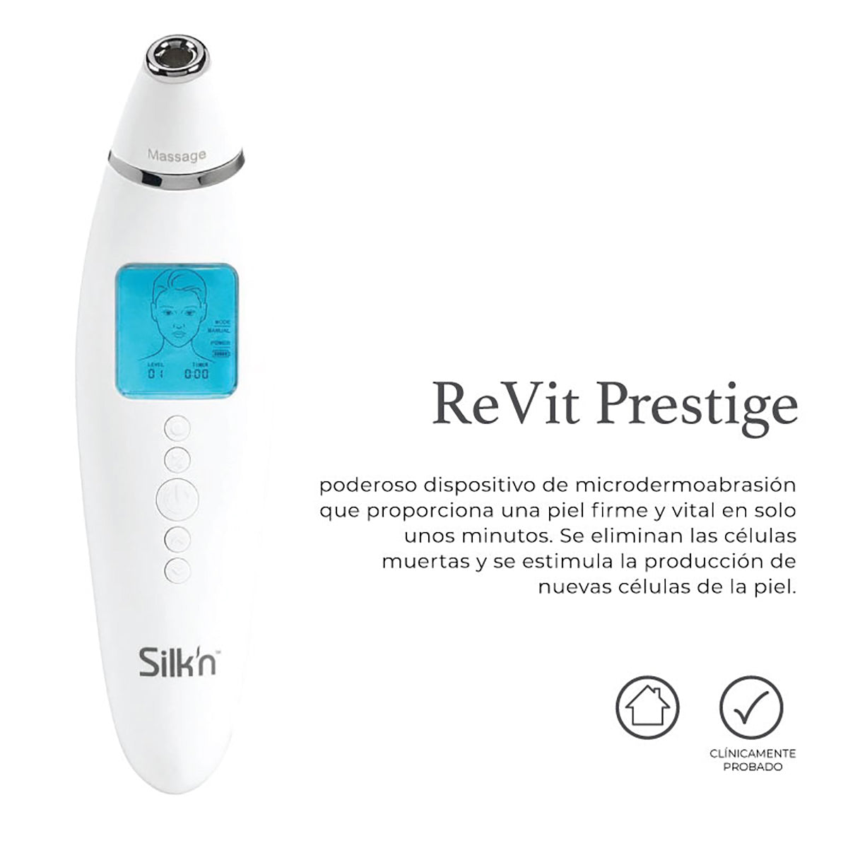 Revit prestige-Silk’n- exfoliante facial y corporal - Disimula las imperfecciones- Dispositivo Microdermoabrasión